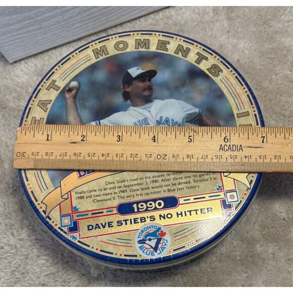 Toronto Blue Jays Cookie Tin Dave Stiebs No-Hitter 1991 History 7" New Sealed - Picture 8 of 8